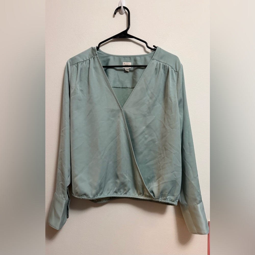 a new day Light Blue‎ Wrap Blouse